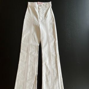 REVICE Denim Rollergirl Flares in White, Size 24